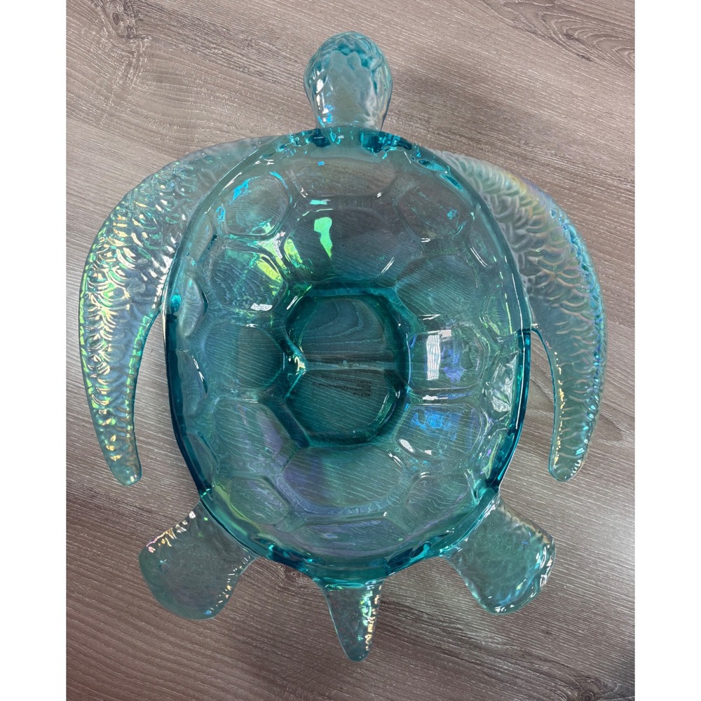 Nautical Clear Blue Acrylic Sea Turtle Serving Bowl Coastal Decor Centerpiece